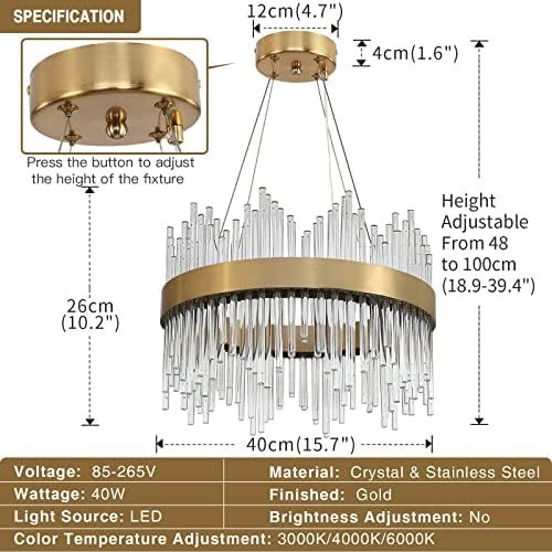 Jolof Store Modern Gold Crystal Chandelier | 3-Color LED Pendant Light