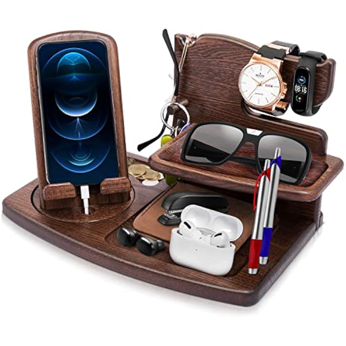 Jolof Store Wood Phone Docking Station – Bedside Nightstand Organiser