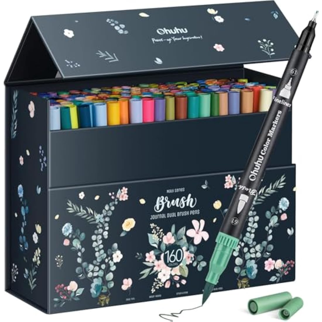 Ohuhu 160 Dual Tip Brush Pens – Art Markers for Drawing & Calligraphy
