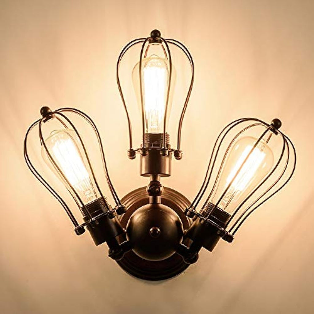 Jolof Store Industrial Vintage Wire Cage Ceiling Light – Rust Metal