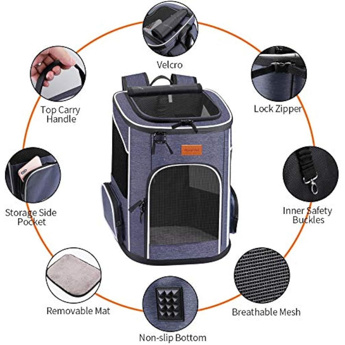 Morpilot Foldable Cat Carrier Backpack – Ventilated Pet Travel Bag, Blue