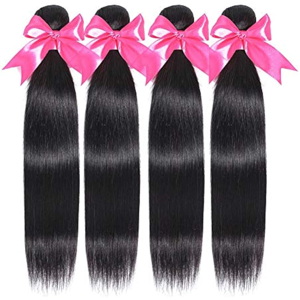Romface 12A Brazilian Straight Human Hair Bundles | Natural Black 300g
