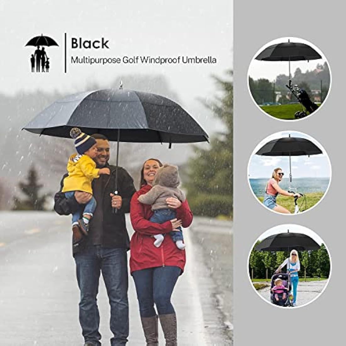 KOLER 62 Inch Golf Umbrella – Windproof Double Canopy UV Protection