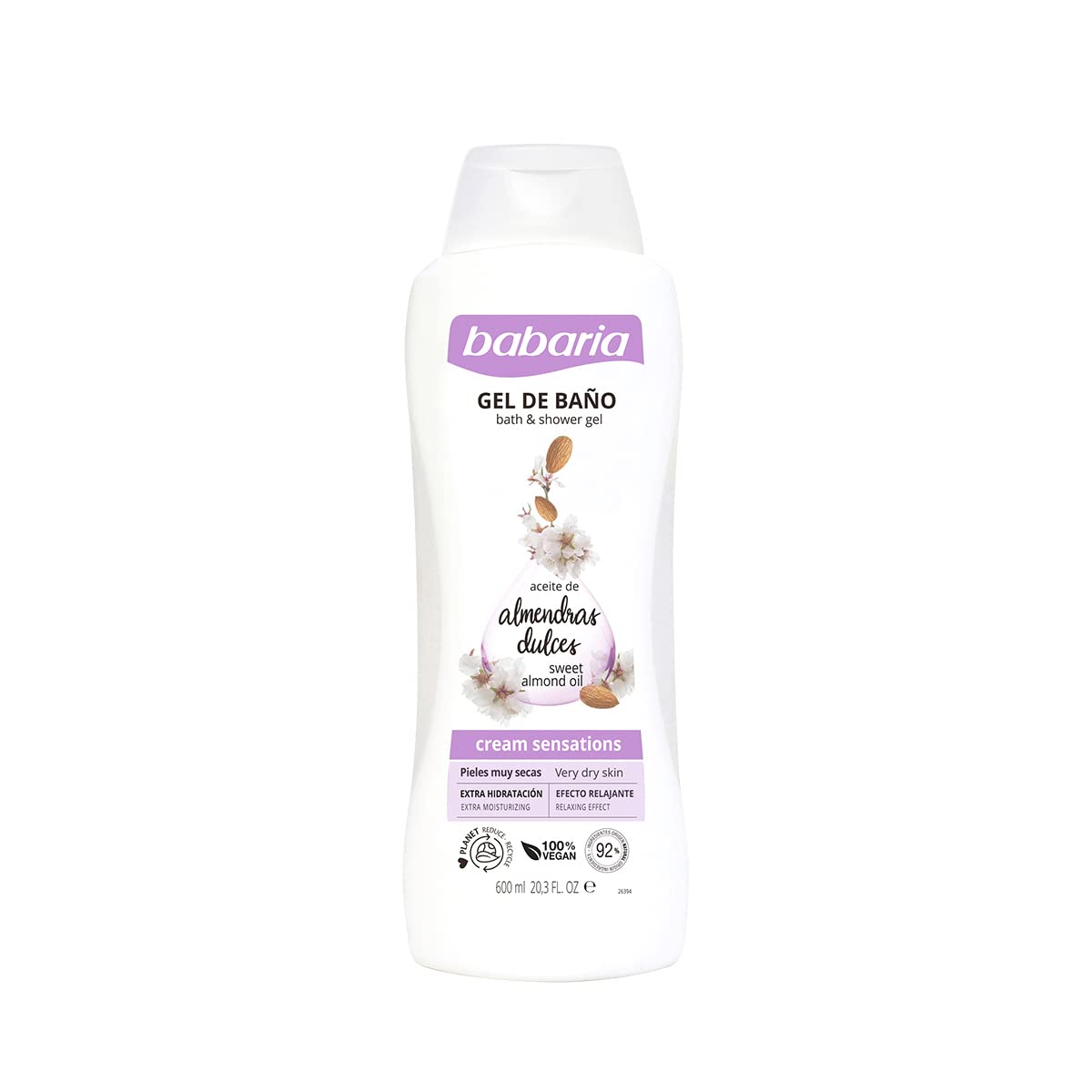 Babaria Gel de Baño con Aceite de Almendras para Piel Seca – 600 ml