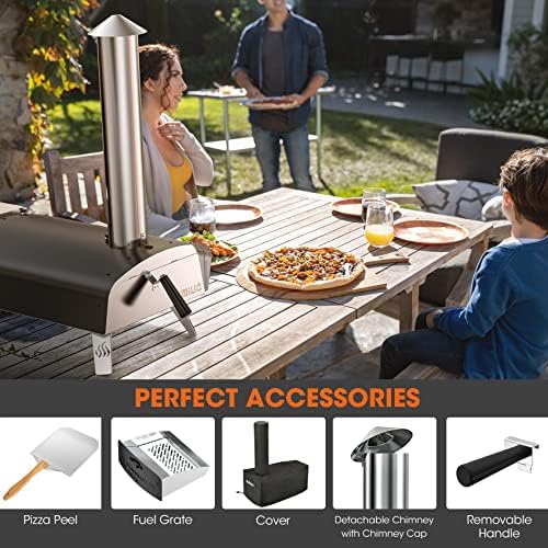 Mimiuo Outdoor Wood & Pellet Pizza Oven with Stone and Foldable Peel
