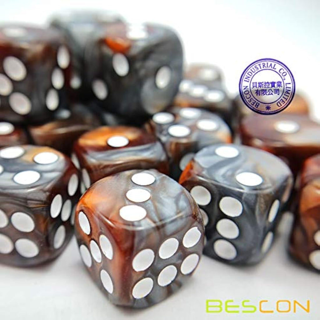 Bescon 12mm D6 Dice Set - 36 Piece Gemini Rock Colors with Case
