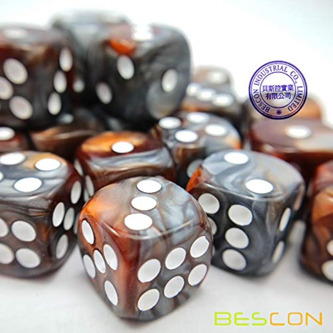 Bescon 12mm D6 Dice Set - 36 Piece Gemini Rock Colors with Case