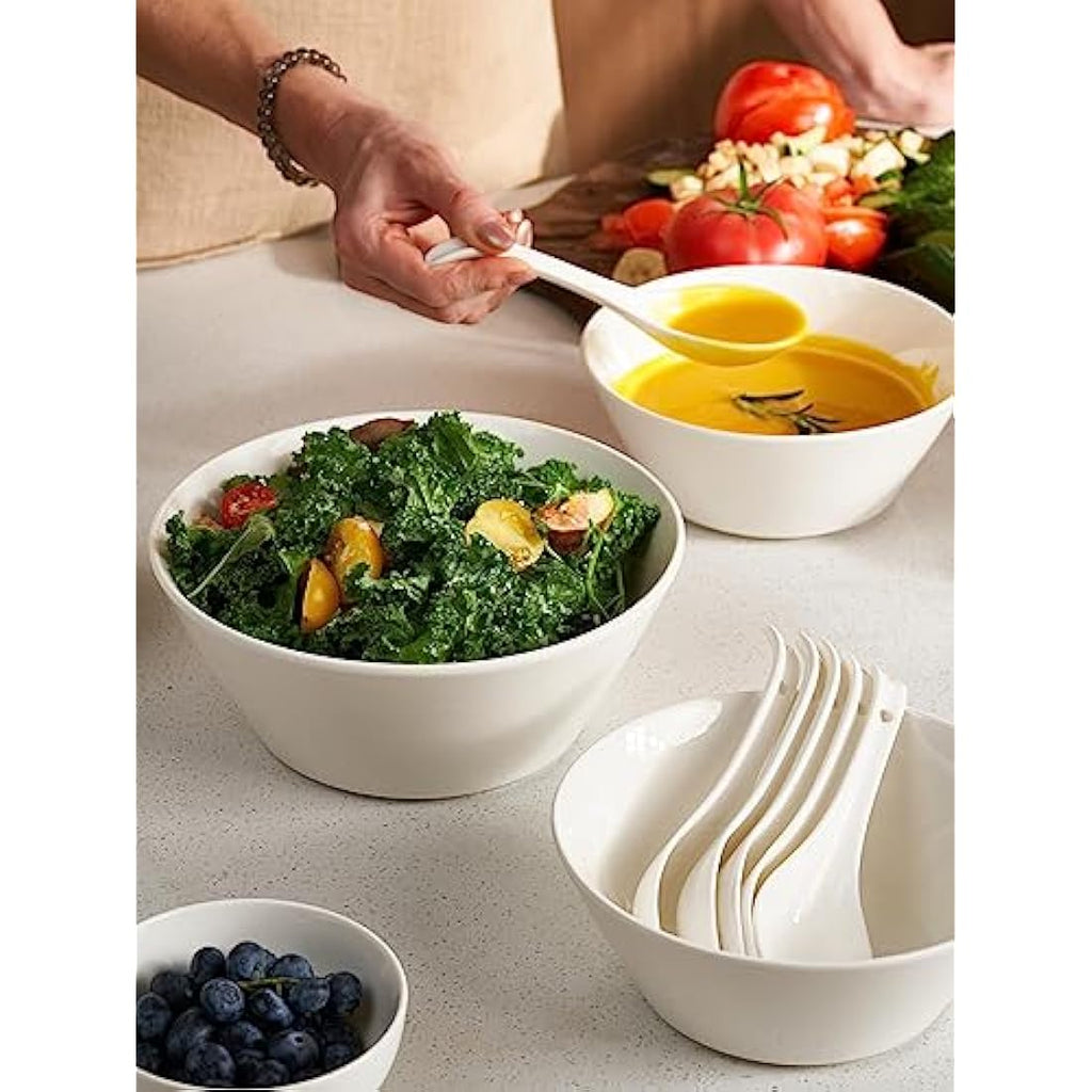 DOWAN Large Ceramic Soup Bowls | 1730ml White Porcelain Salad Bowls, Set of 4