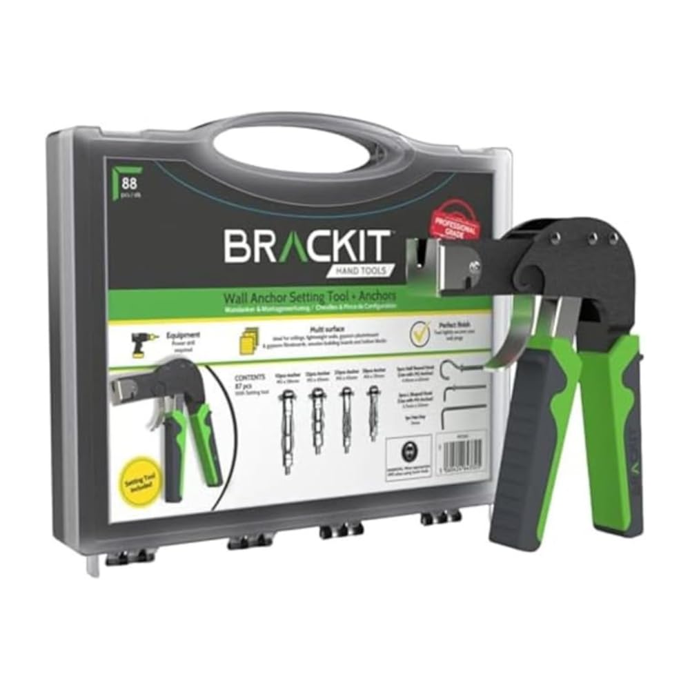 Brackit 88 Piece Plasterboard Fixing & Wall Anchor Setting Tool Kit