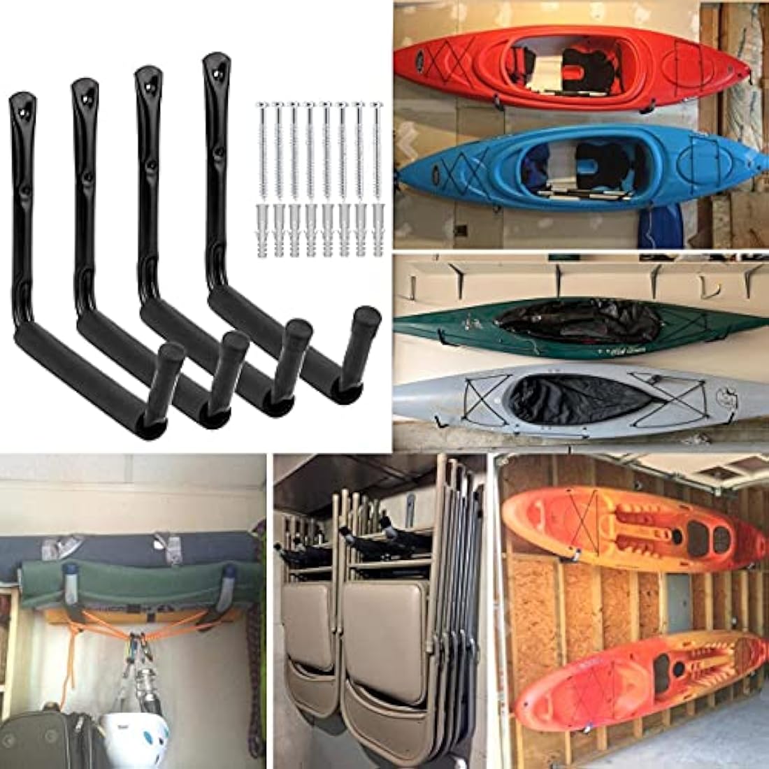 Jolof Store Heavy Duty Garage Storage Hooks | Wall Mount Utility Hanger 4pk
