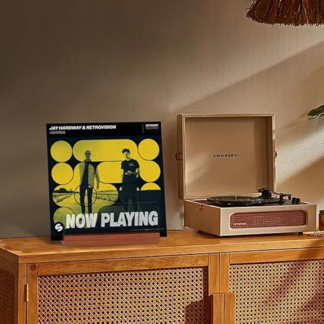 LED Vinyl Record Stand – Light Up Wood & Acrylic Album Holder