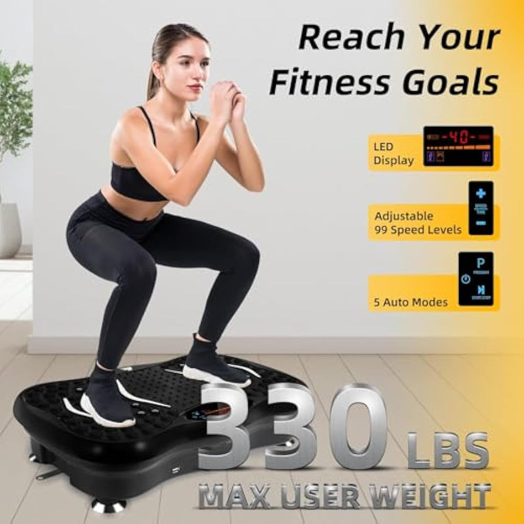 EVOLAND Vibration Plate Exercise Machine with Bluetooth & Resistance Bands