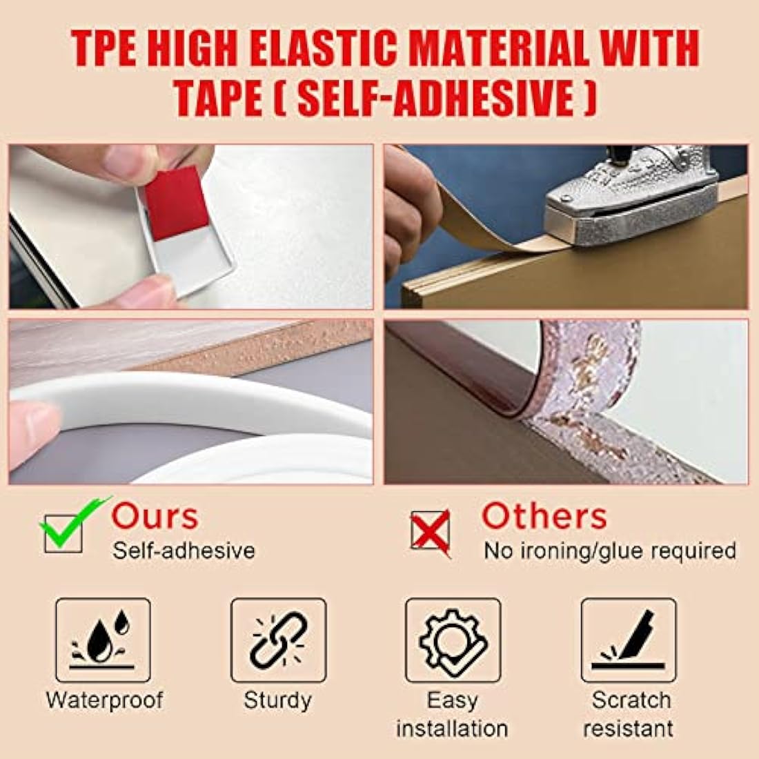 Flintronic 5m x 18mm U-Shape TPE Edge Banding | Self-Adhesive Furniture Trim