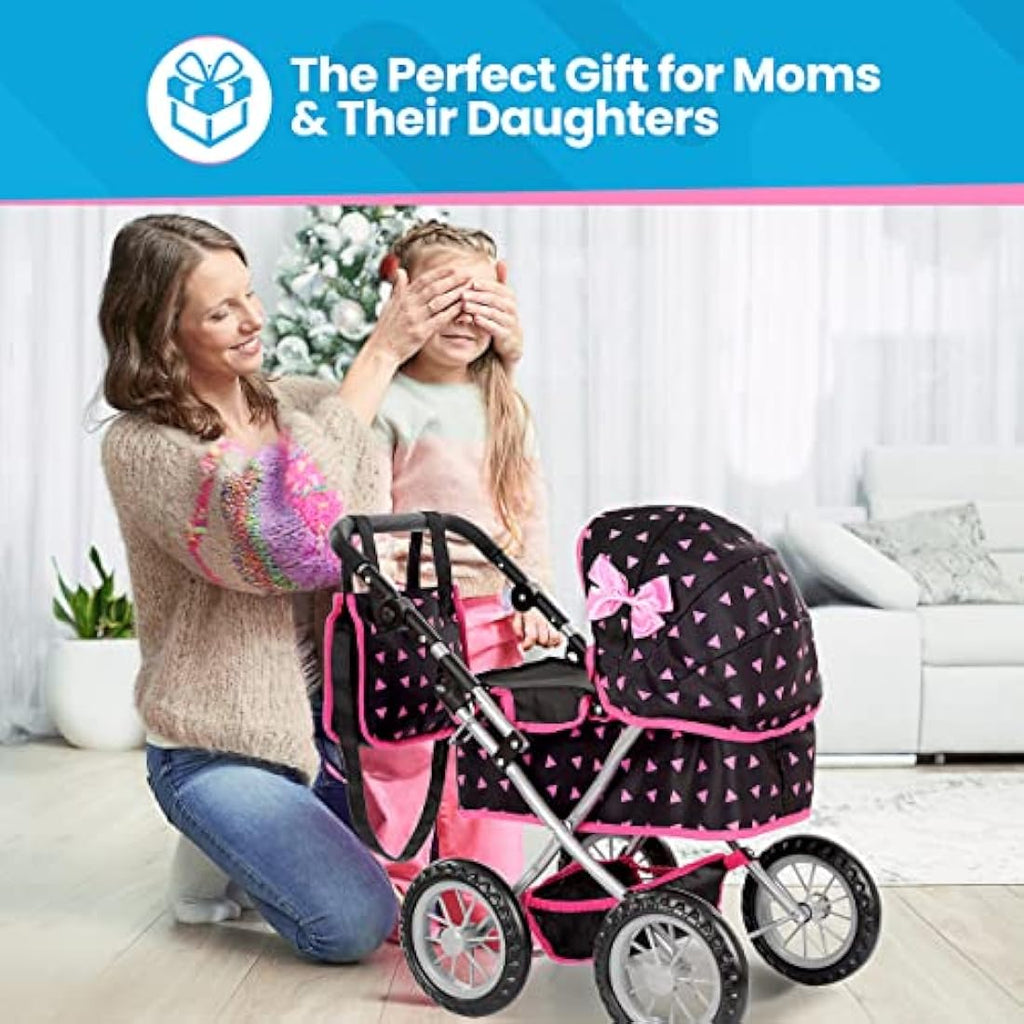 Kinderplay Doll Pram – Toy Stroller with Adjustable Handle (KP0261R)