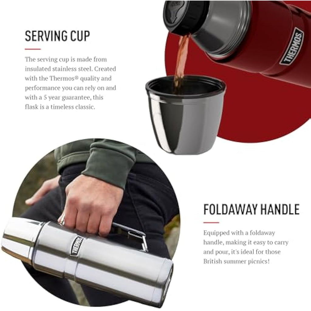 Thermos Stainless King 1.2L Travel Flask – Insulated Steel Bottle