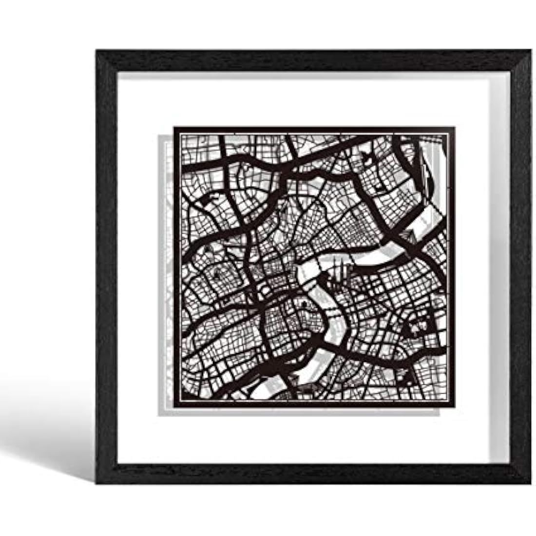 Shanghai Paper Cut Map Wall Art |  Framed 9x9 Paper Art