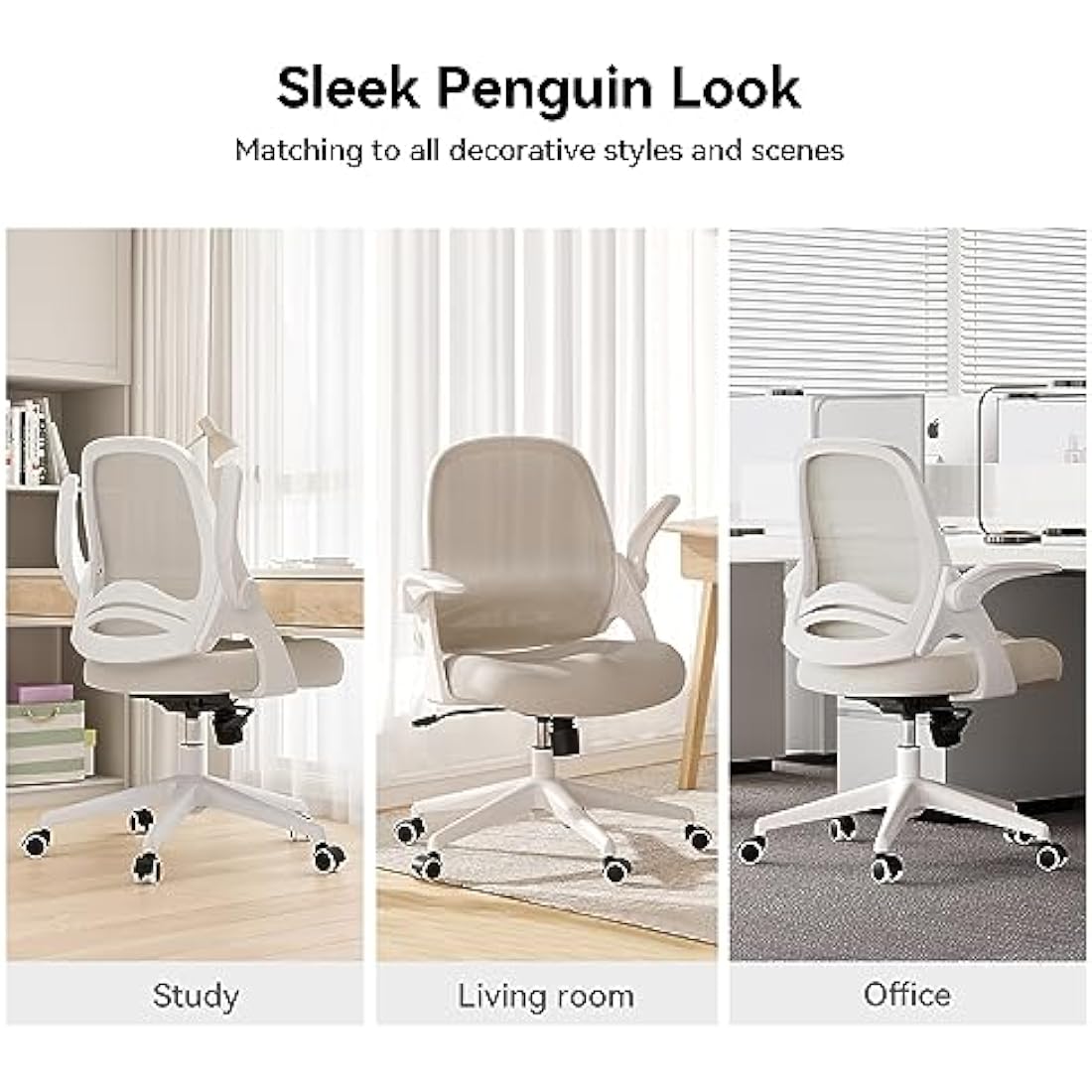 Hbada Ergonomic Office Chair – Mesh Swivel Chair with Flip-Up Arms