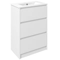 Kleankin 600mm Bathroom Vanity Unit with Basin | High Gloss White 2 Drawers