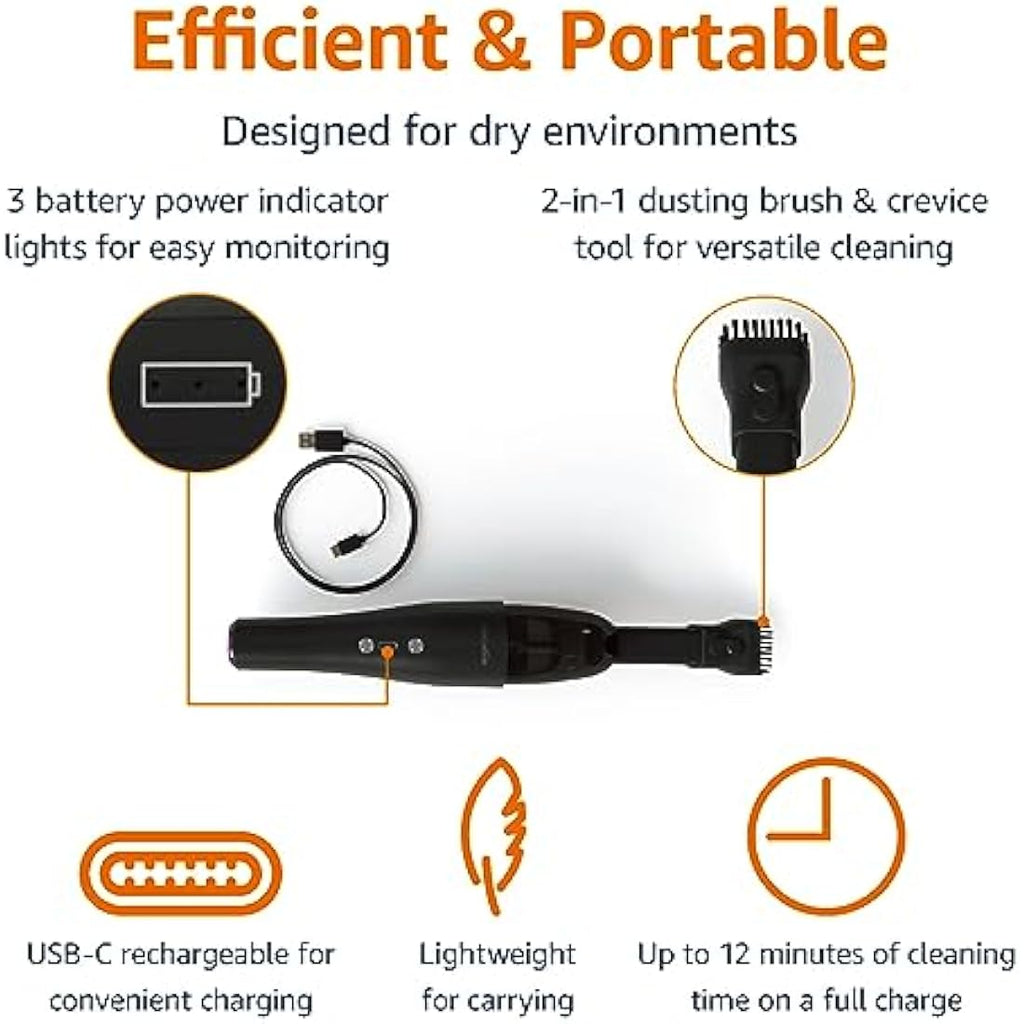 Cordless Handheld Vacuum – Portable USB Mini Car Cleaner
