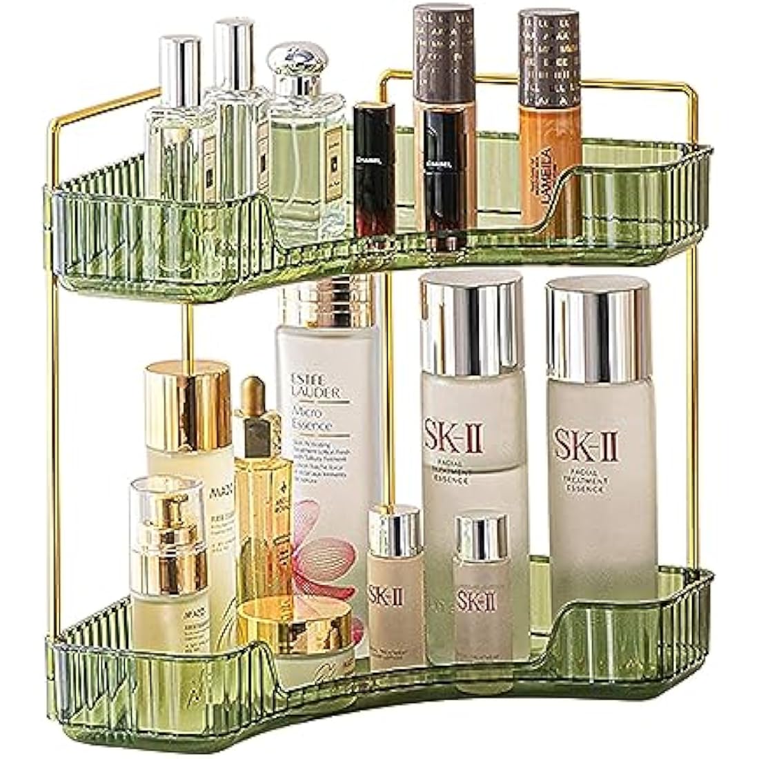 Baoswi 2-Tier Corner Makeup Organiser | Green Skincare & Perfume Shelf