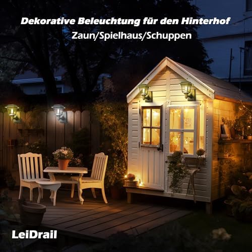 LeiDrail Solar Fence Lights – 4 Pack Waterproof Edison Bulb Outdoor Wall Decor