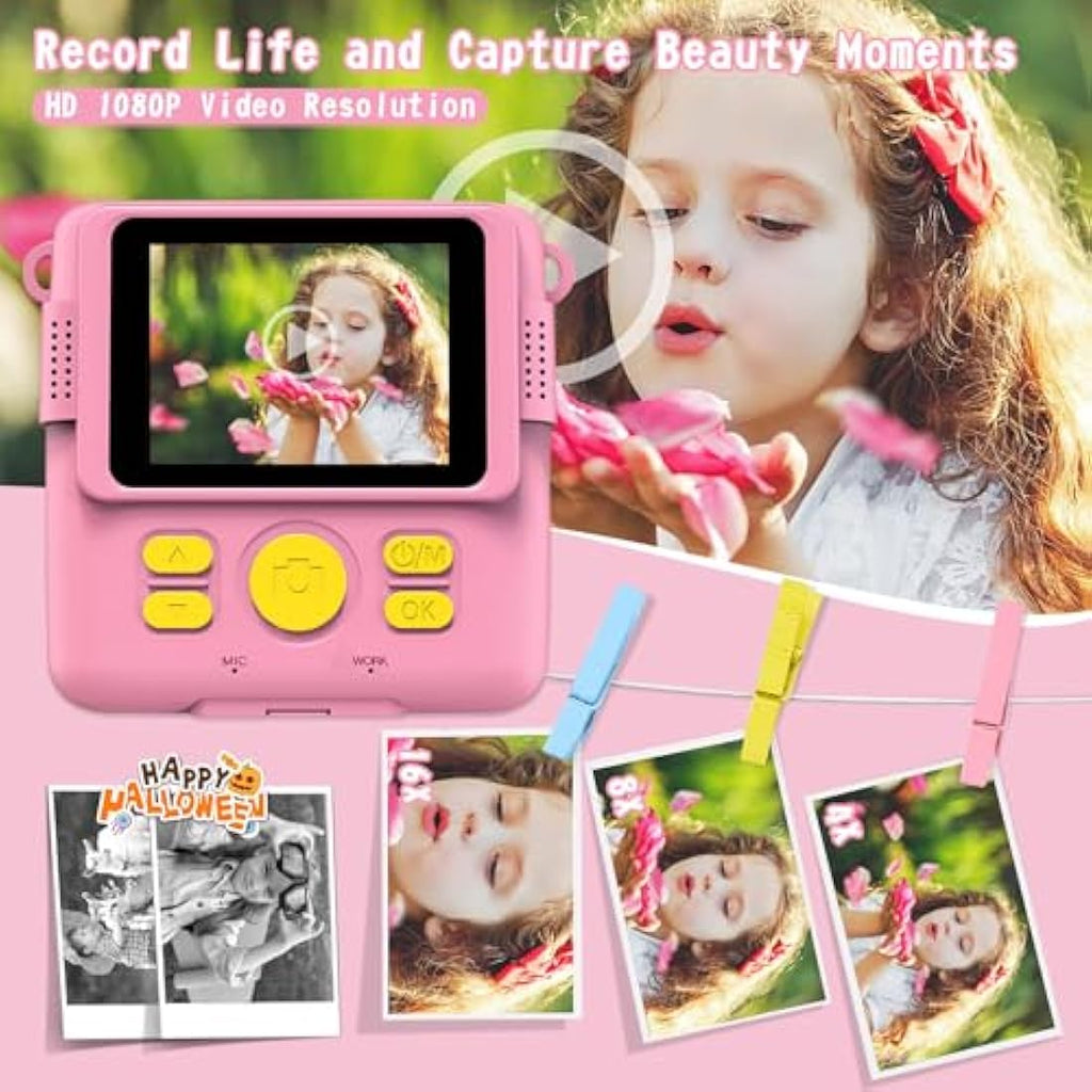 Jolof Store Kids Instant Print Camera | 1080P HD Digital Toy with 32GB SD Card