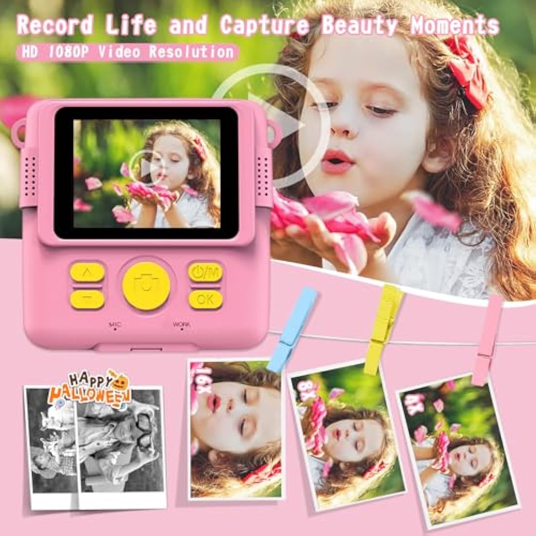 Jolof Store Kids Instant Print Camera | 1080P HD Digital Toy with 32GB SD Card