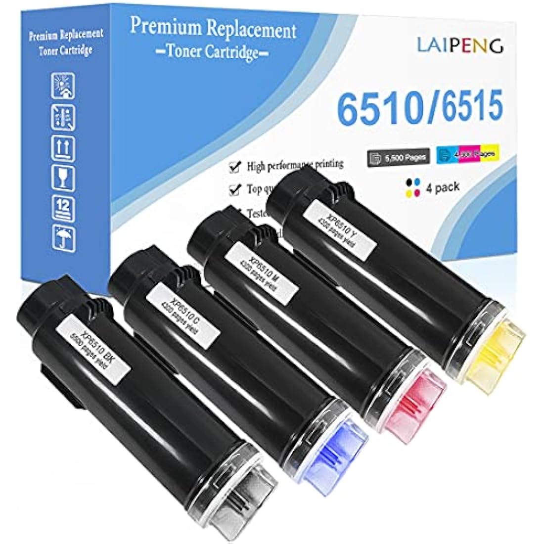 Jolof Store Compatible Toner 4-Pack for Xerox Phaser 6510 WorkCentre 6515