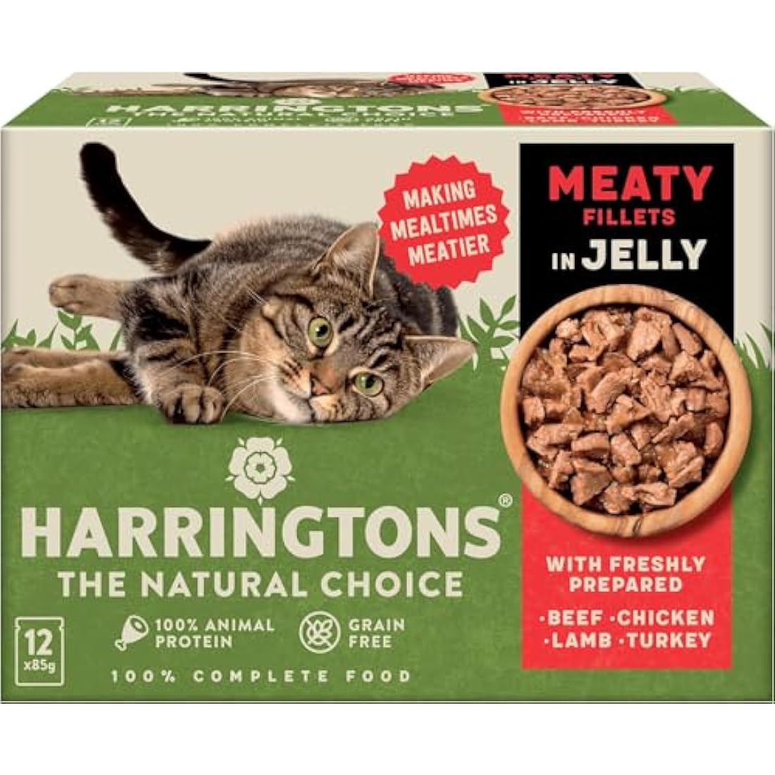 Harringtons Grain Free Wet Cat Food - Meaty in Jelly 72x85g Pack