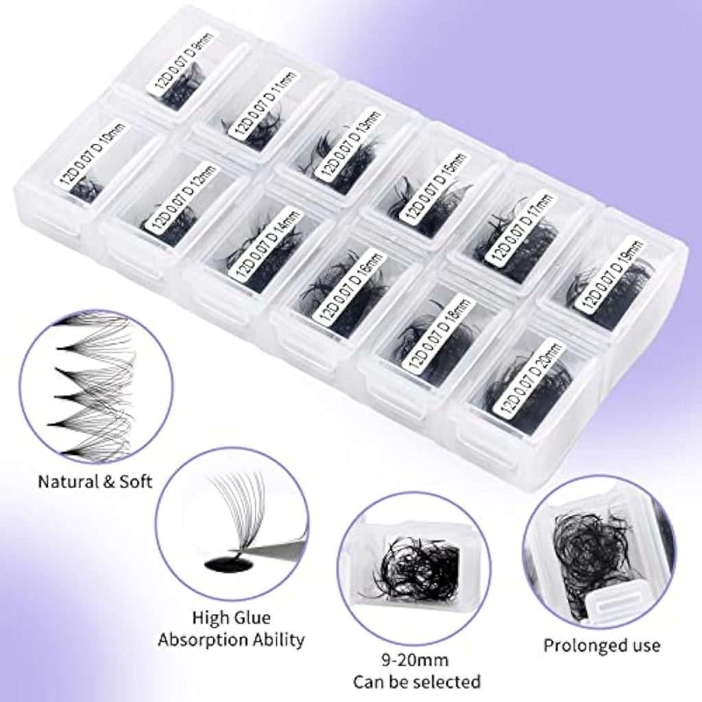 Wendylashes 12D Premade Fans Eyelash Extensions | 0.07mm C Curl 9-20mm