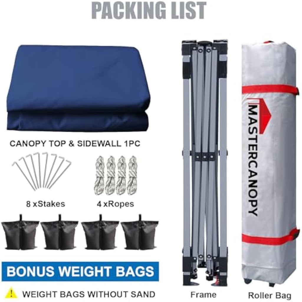 MASTERCANOPY 3x3M Pop-up Gazebo Tent | UV Protection Canopy with Sidewall