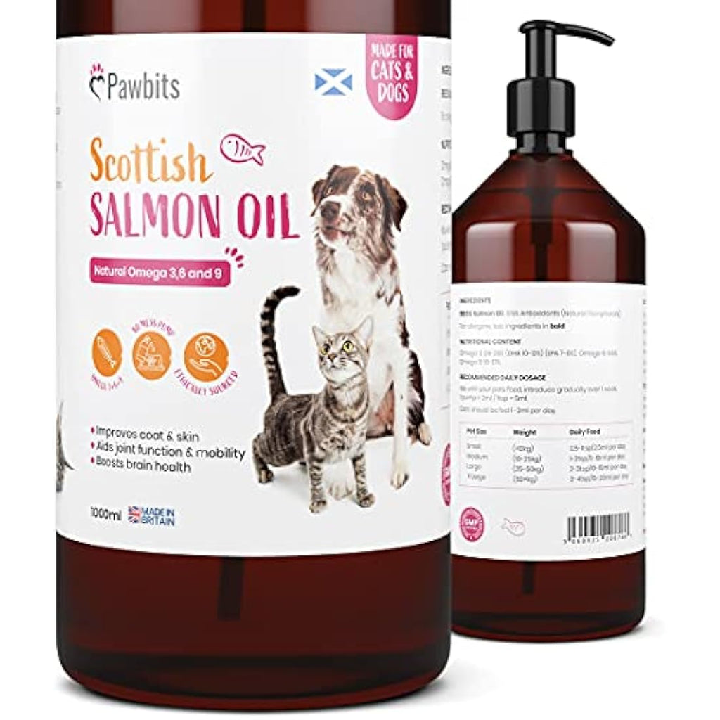 Pawbits Scottish Salmon Oil for Dogs & Cats – 1L Natural Omega 3 6 9