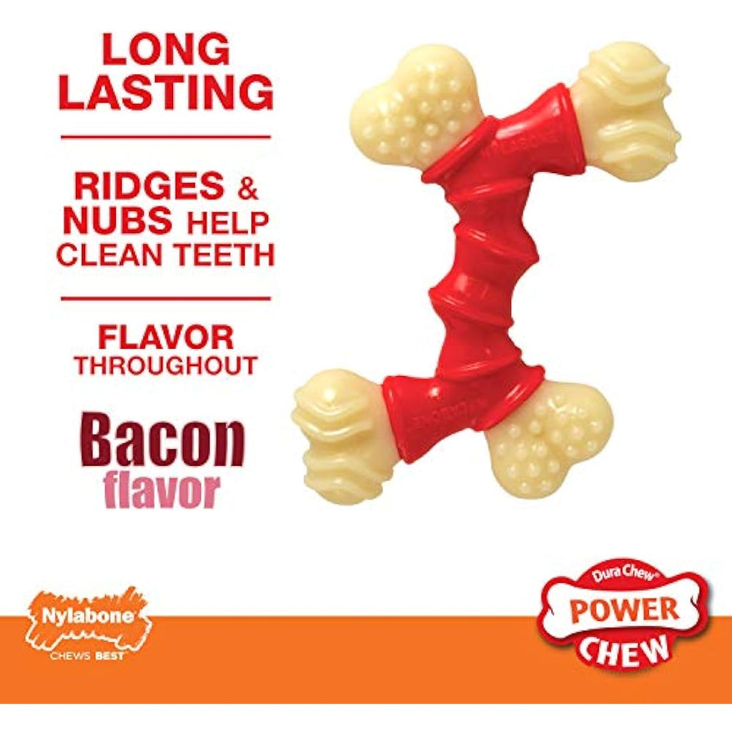 Nylabone Durable Nylon Dog Chew Toy | Bacon Flavour | Medium (Up to 16kg)