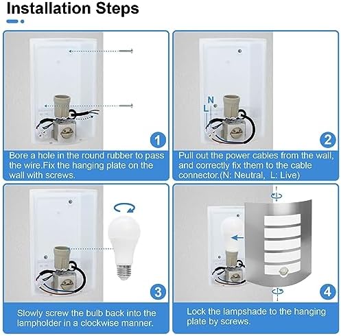 Wondlumi Outdoor Wall Light with PIR Motion Sensor - IP44 Waterproof