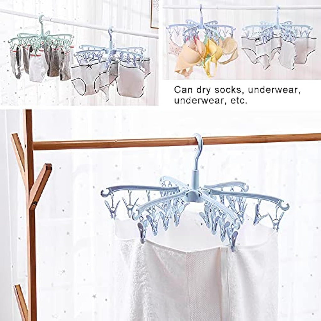 Foldable 24 Peg Sock Airer – Rotable Laundry Drying Rack