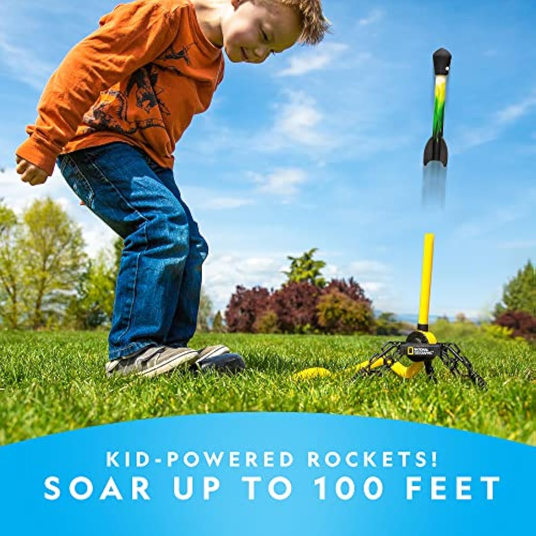 National Geographic LED Air Rocket Launcher – STEM Foam Toy for Kids