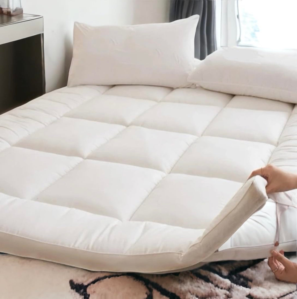 VL King Size Mattress Topper | 10cm Thick Soft Microfiber Protector