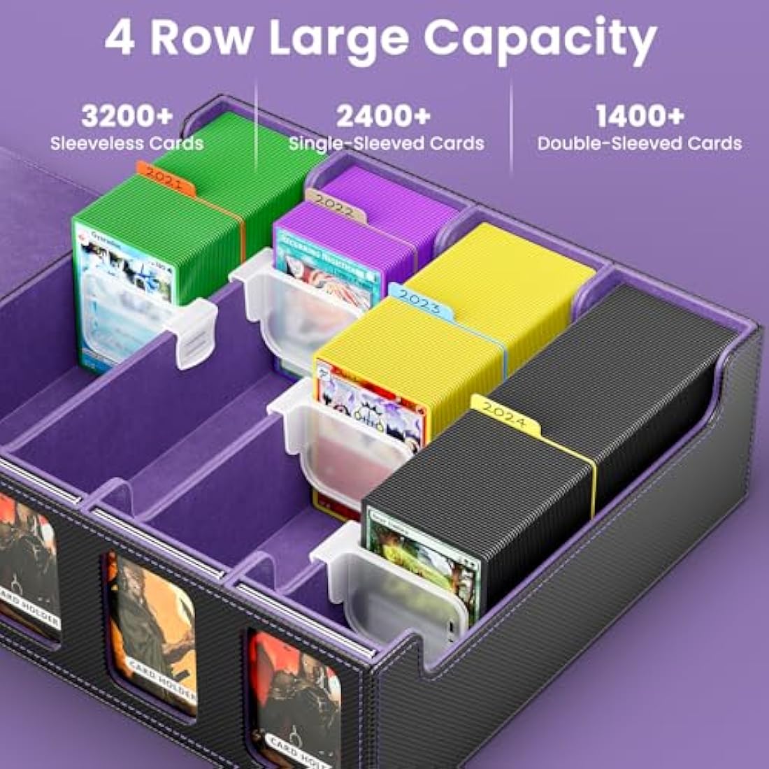 Hot Bee 2400+ Card Deck Box | PU Leather TCG Storage Case - Purple