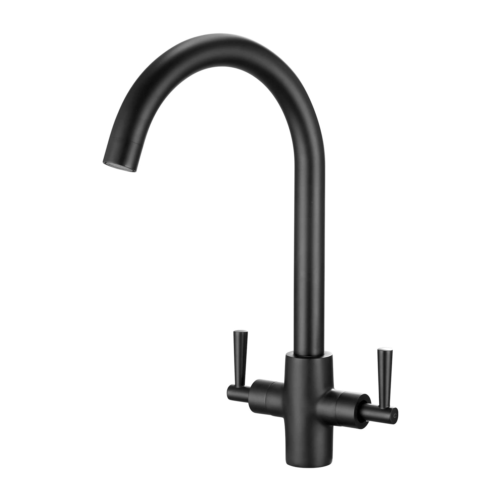 Jolof Store Matte Black Kitchen Sink Mixer Tap | Dual Lever Brass Faucet