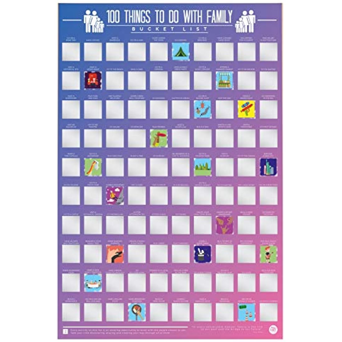 Gift Republic 100 Things To Do With Family Scratch Poster – Multi-Color