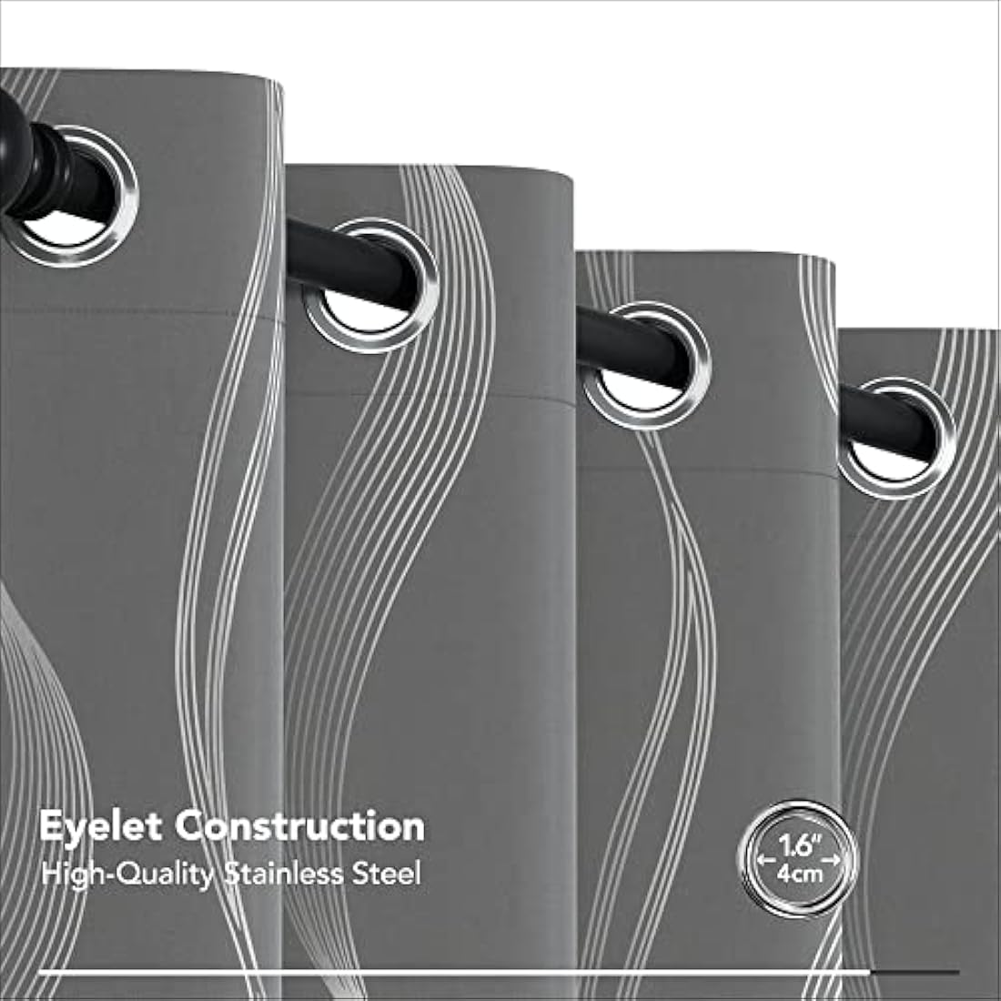 Deconovo Wave Foil Blackout Curtains – Thermal Insulated Grey 2 Panels
