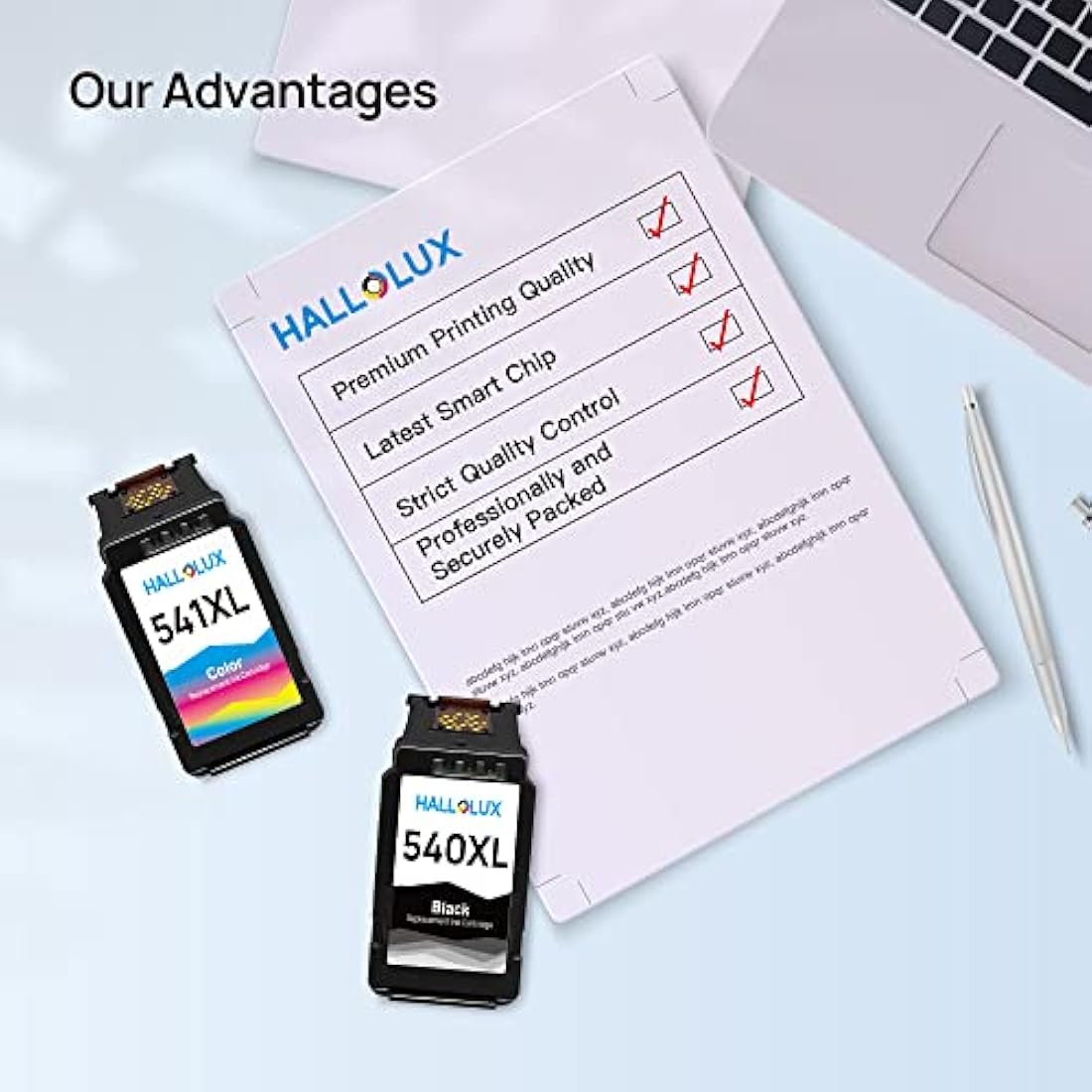 HALLOLUX PG-540XL CL-541XL Ink Cartridges for Canon Pixma MG3650 MX475