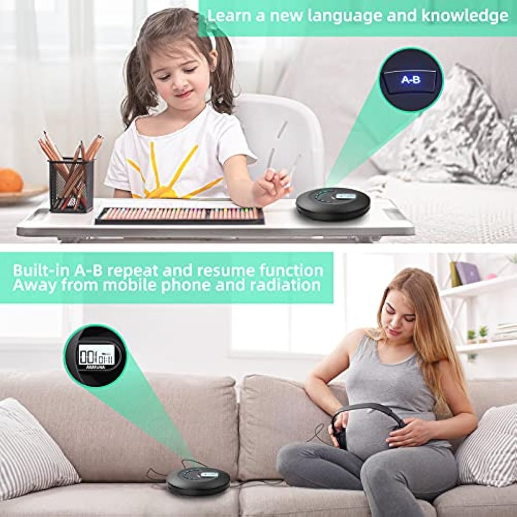 ARAFUNA Portable CD Player – Rechargeable HIFI Audio with Anti-Skip & AUX