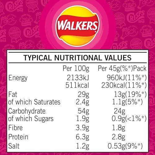 Walkers Prawn Cocktail Potato Crisps – 32 x 45g Bulk Multipack