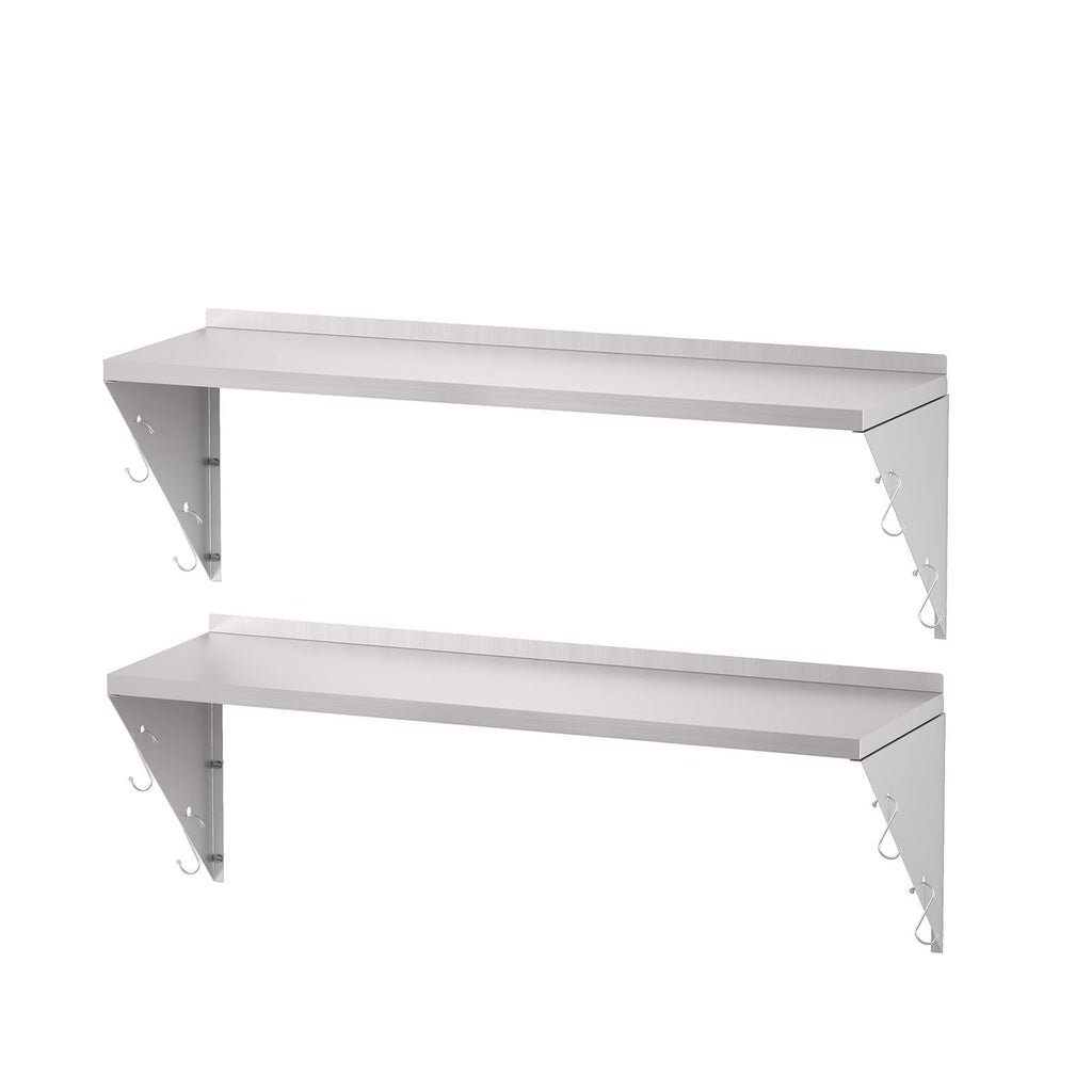 TAIMIKO Stainless Steel Wall Shelf 120x30cm 2PCS