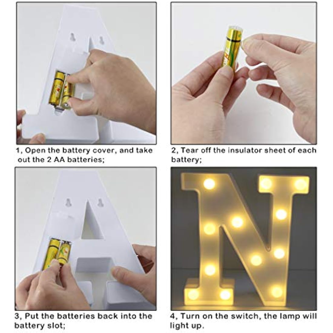 HONPHIER LED Marquee Letter Lights – Battery Operated Alphabet Sign (N)