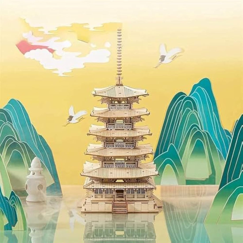 Rowood 3D Wooden Puzzle Five-Storied Pagoda Japanese Temple Model Kit