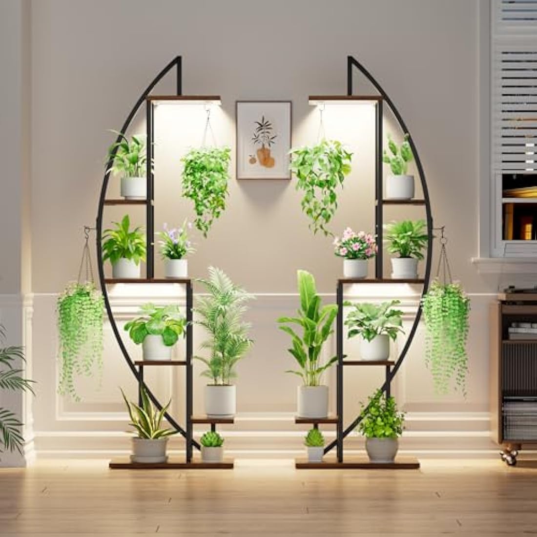 Jolof Store 6-Tier Half-Moon Plant Stand with Grow Lights – 2 Pack Metal Rack