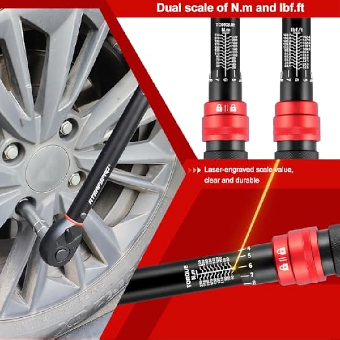 ATsafepro 1/2" Drive Torque Wrench Set | 20-230 Nm Dual-Direction Tool