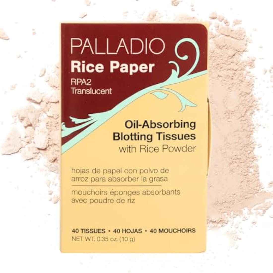 Palladio Rice Paper Blotting Sheets – Oil Absorbing Face Tissues, 40 Count